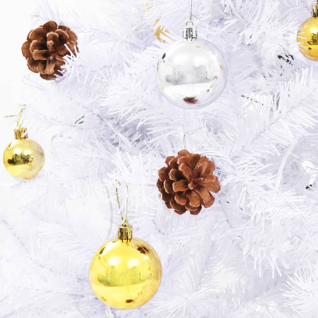 Kunstkerstboom met verlichting en kerstballen 180 cm wit is nu te koop bij PeponiXL, paradijselijk wonen!