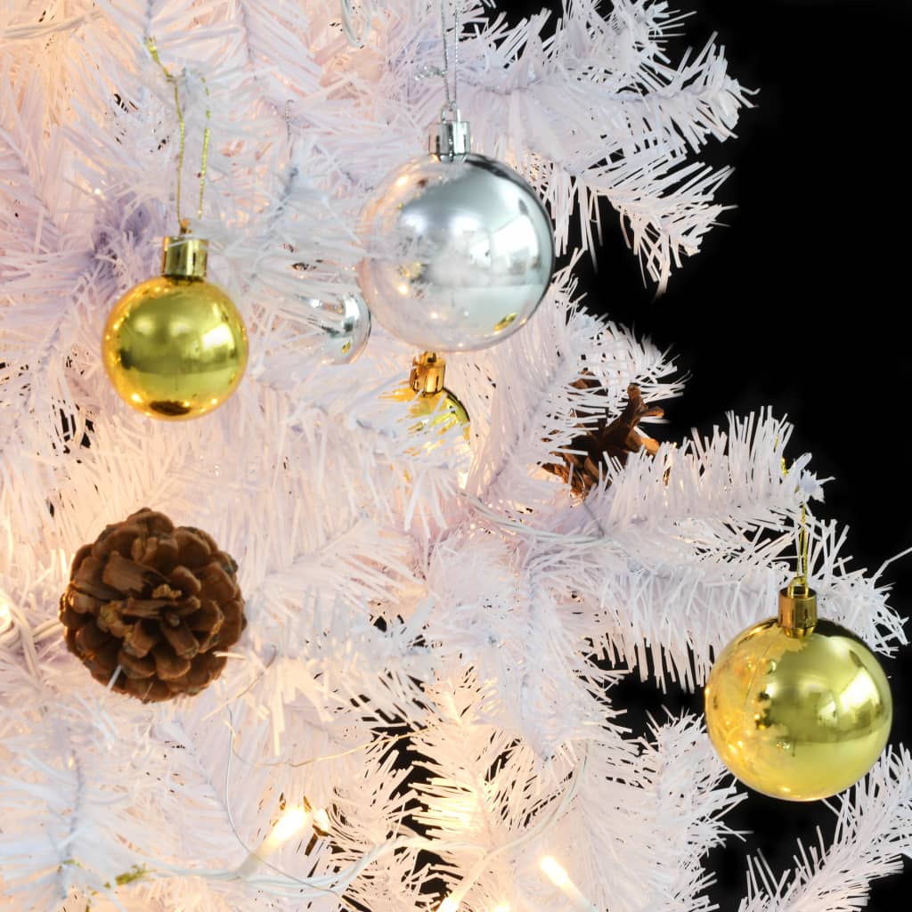 Kunstkerstboom met verlichting en kerstballen 180 cm wit is nu te koop bij PeponiXL, paradijselijk wonen!