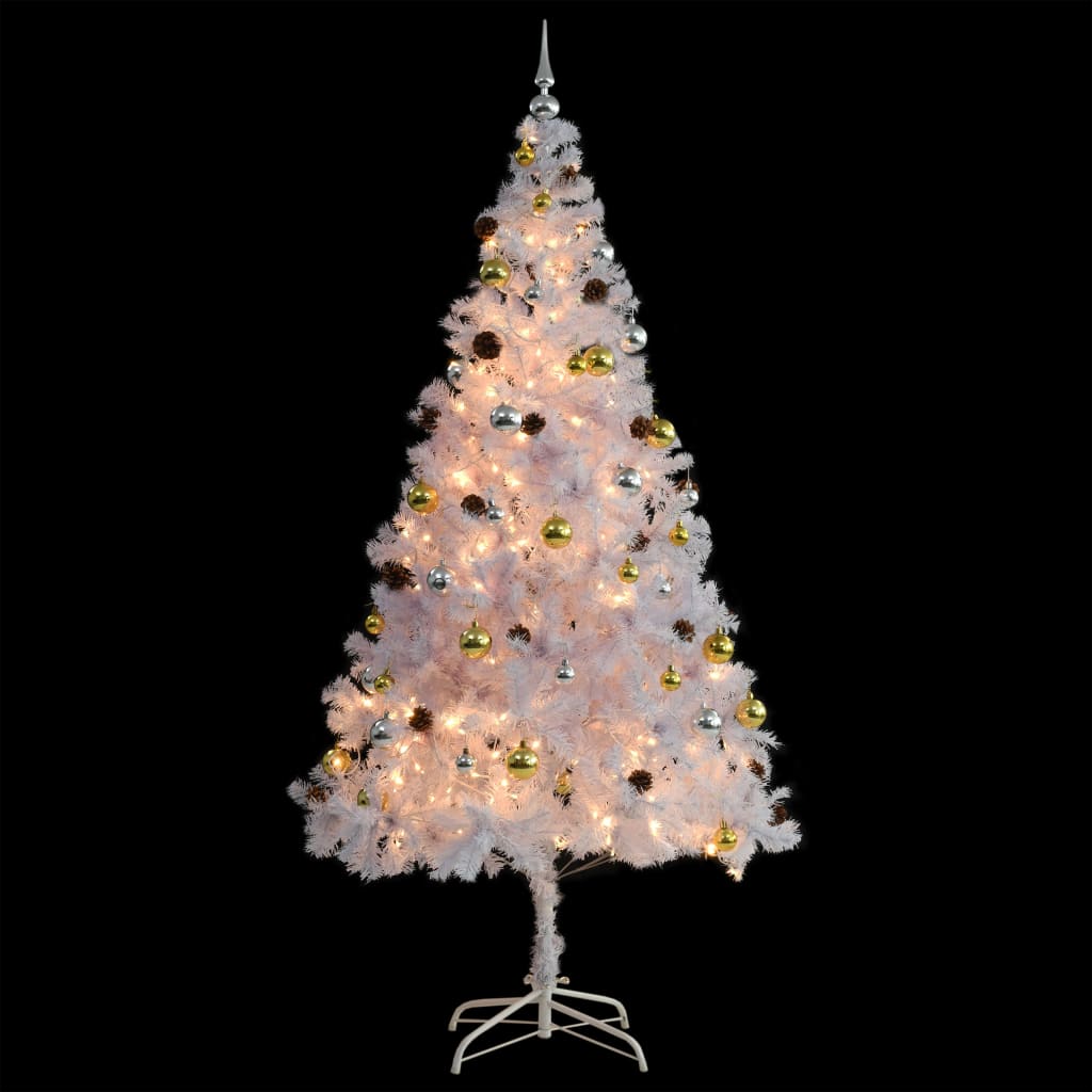 Kunstkerstboom met verlichting en kerstballen 210 cm wit is nu te koop bij PeponiXL, paradijselijk wonen!