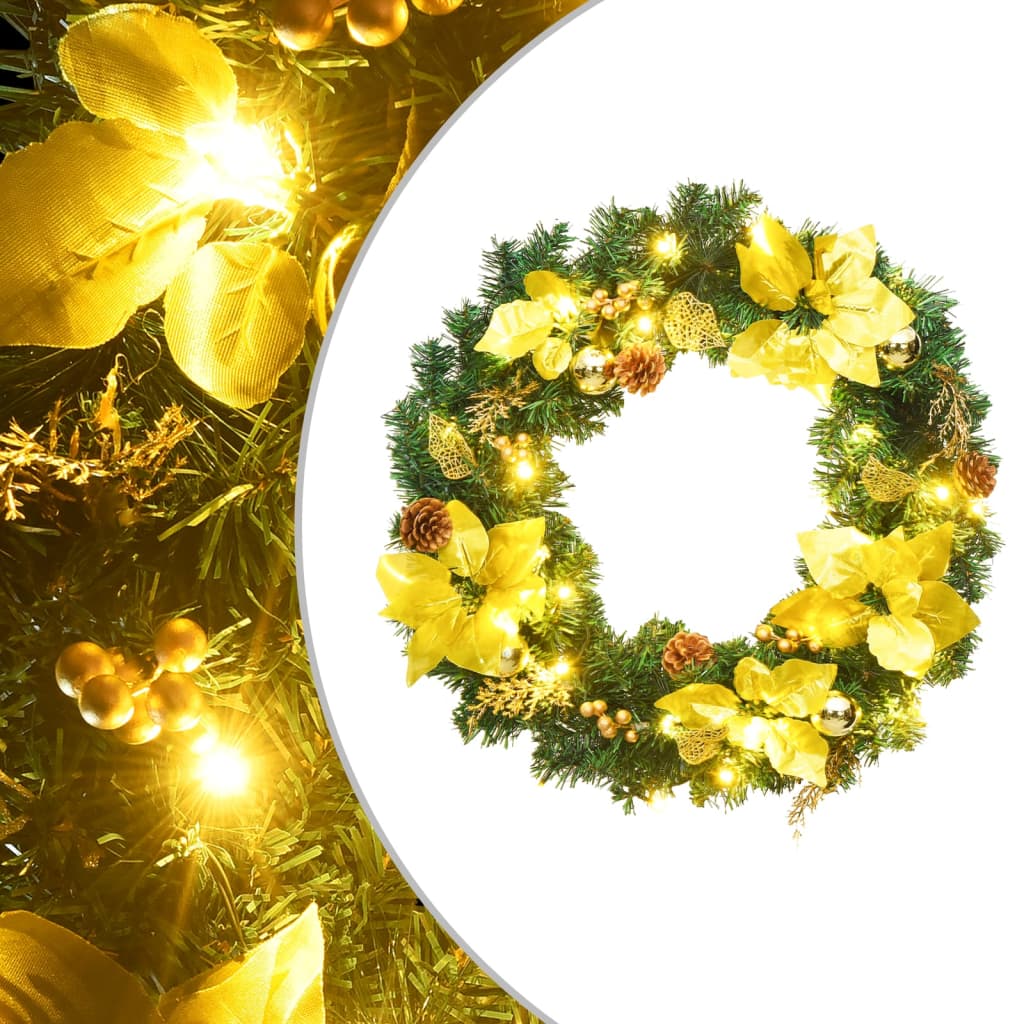 Kerstkrans met LED-verlichting Groen 60 cm PVC is nu te koop bij PeponiXL, paradijselijk wonen!