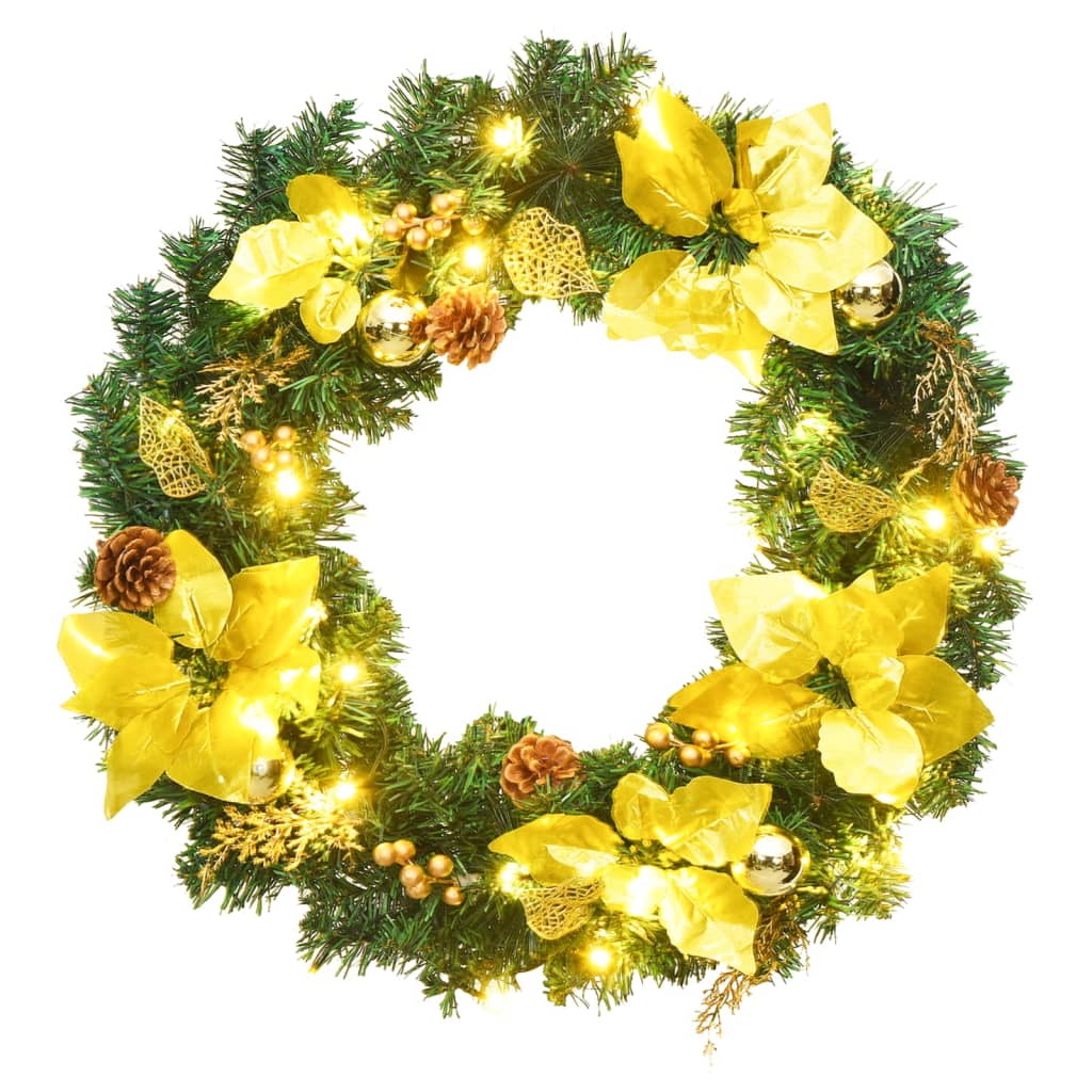 Kerstkrans met LED-verlichting Groen 60 cm PVC is nu te koop bij PeponiXL, paradijselijk wonen!