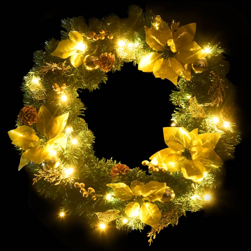 Kerstkrans met LED-verlichting Groen 60 cm PVC is nu te koop bij PeponiXL, paradijselijk wonen!