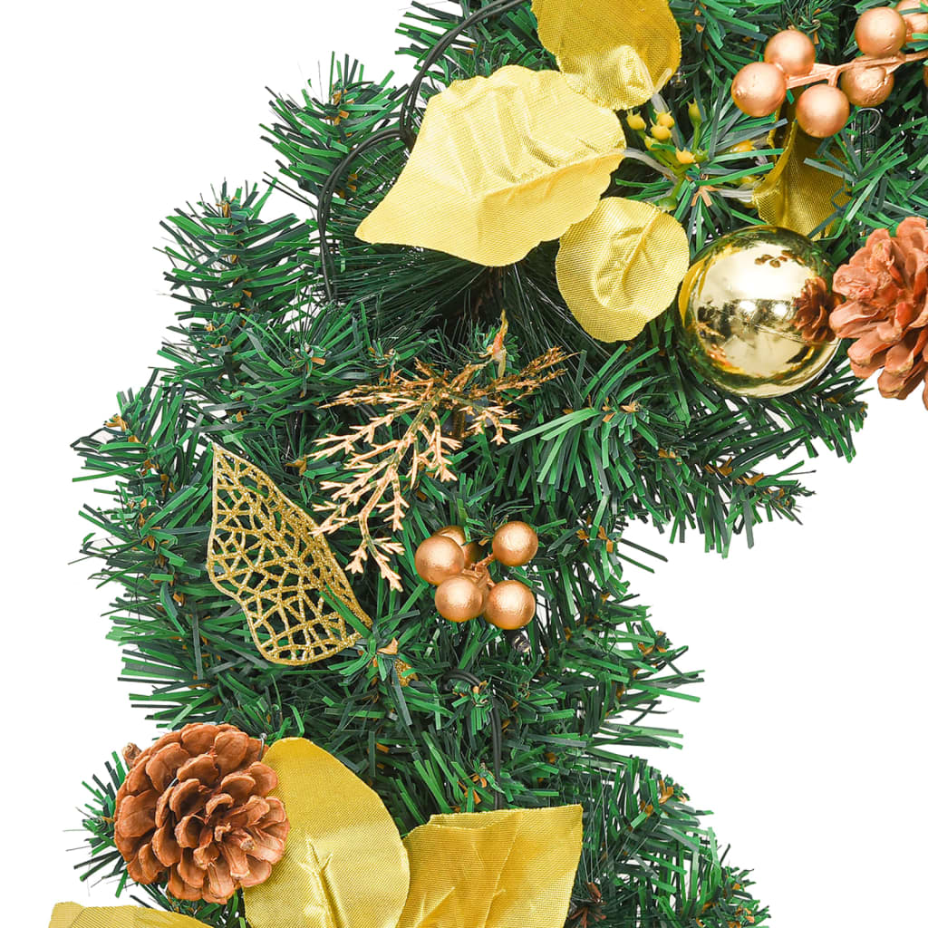 Kerstkrans met LED-verlichting Groen 60 cm PVC is nu te koop bij PeponiXL, paradijselijk wonen!