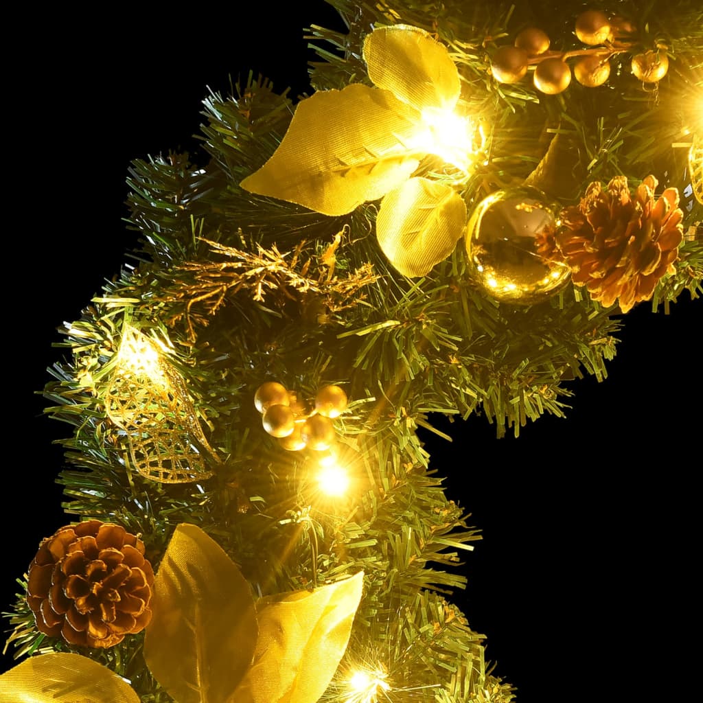 Kerstkrans met LED-verlichting Groen 60 cm PVC is nu te koop bij PeponiXL, paradijselijk wonen!