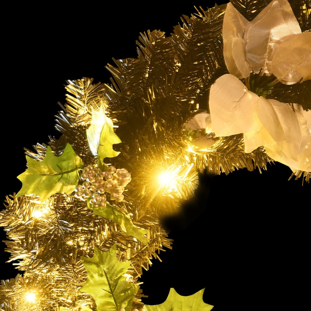 Kerstkrans met LED-lampjes 60 cm PVC zwart is nu te koop bij PeponiXL, paradijselijk wonen!