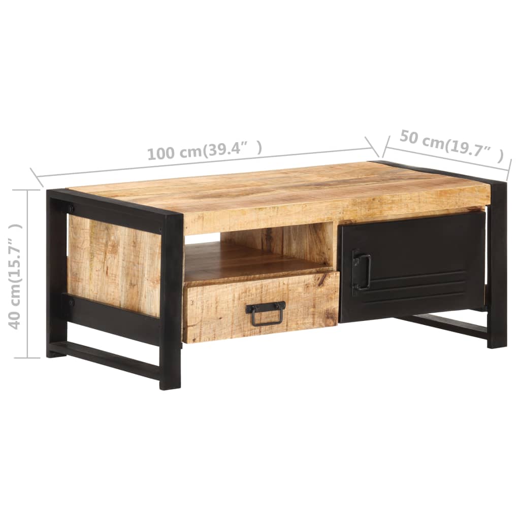Salontafel 100x50x40 cm ruw mangohout is nu te koop bij PeponiXL, paradijselijk wonen!
