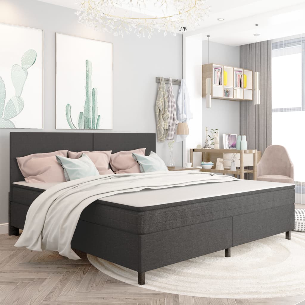 Boxspring stof donkergrijs 200x200 cm is nu te koop bij PeponiXL, paradijselijk wonen!