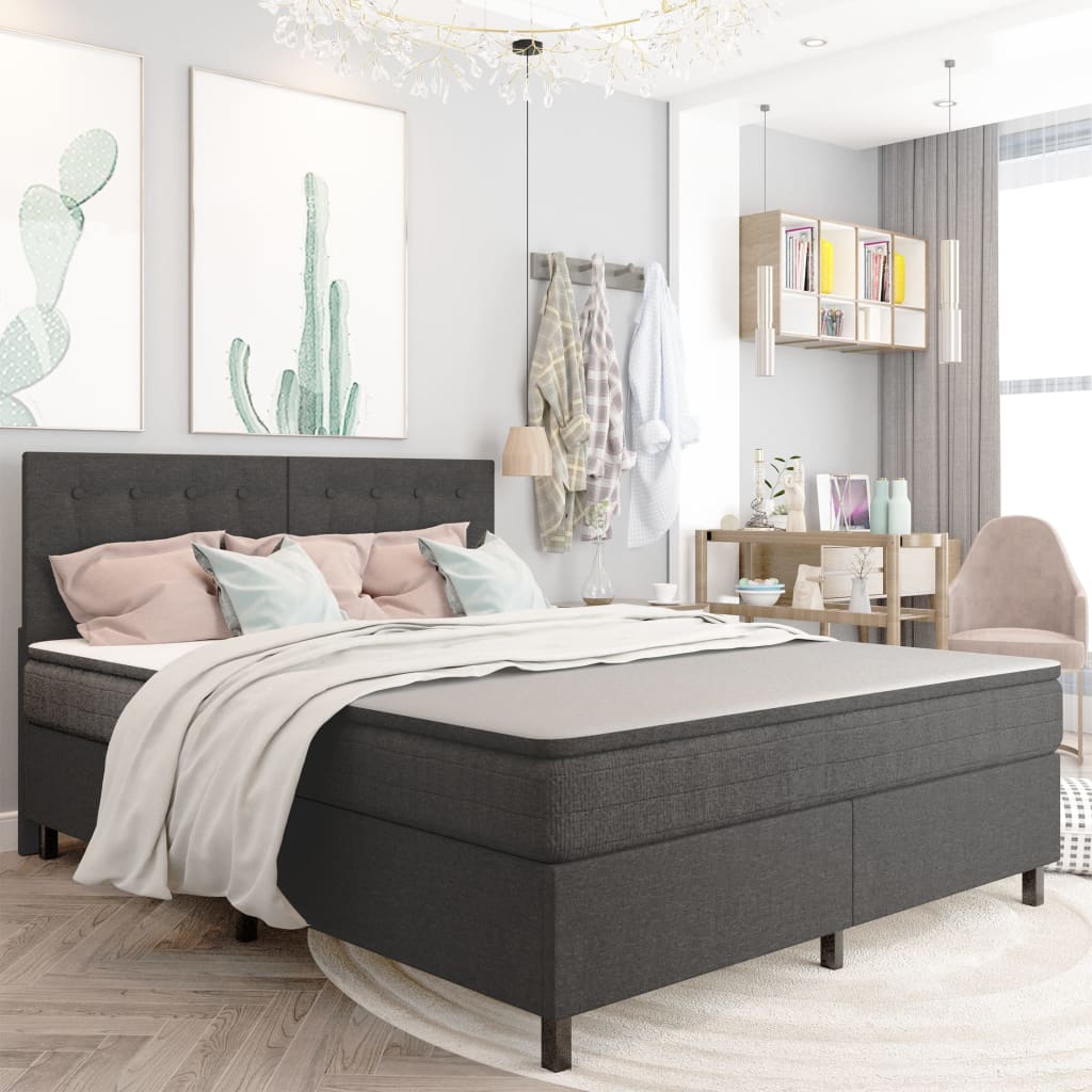 Boxspring stof donkergrijs 160x200 cm is nu te koop bij PeponiXL, paradijselijk wonen!