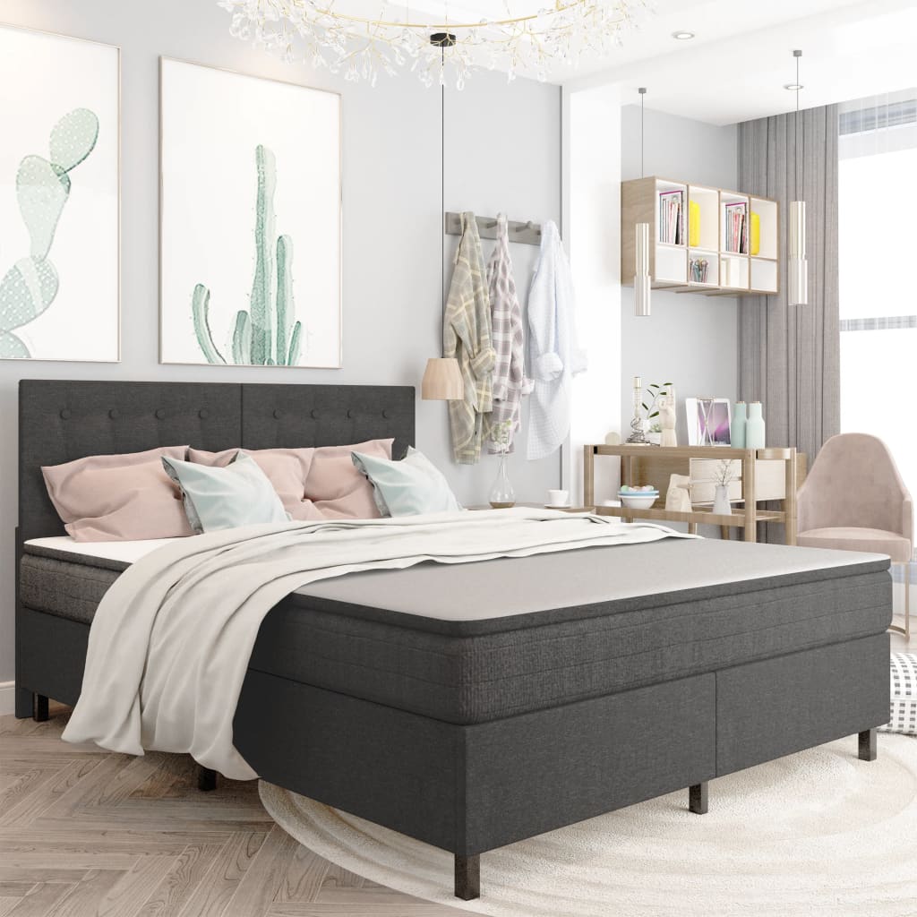 Boxspring stof donkergrijs 180x200 cm is nu te koop bij PeponiXL, paradijselijk wonen!