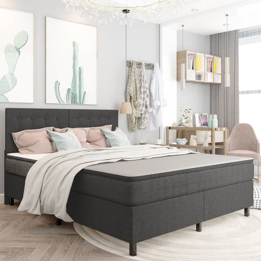 Boxspring stof donkergrijs 180x200 cm is nu te koop bij PeponiXL, paradijselijk wonen!