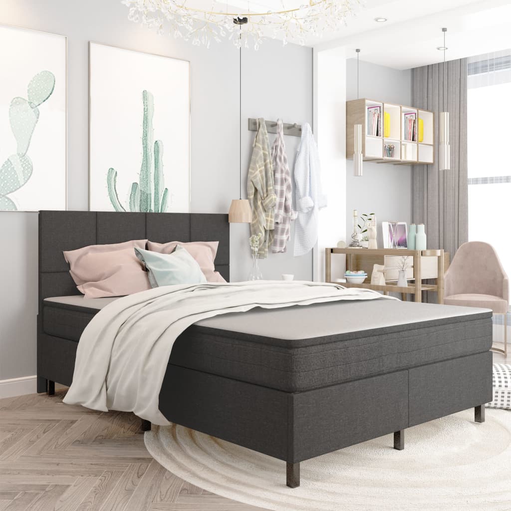 Boxspring stof donkergrijs 180x200 cm is nu te koop bij PeponiXL, paradijselijk wonen!