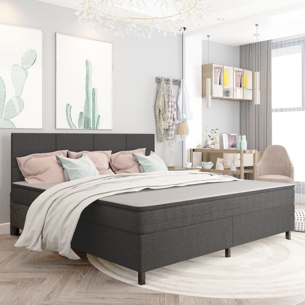 Boxspring stof donkergrijs 200x200 cm is nu te koop bij PeponiXL, paradijselijk wonen!