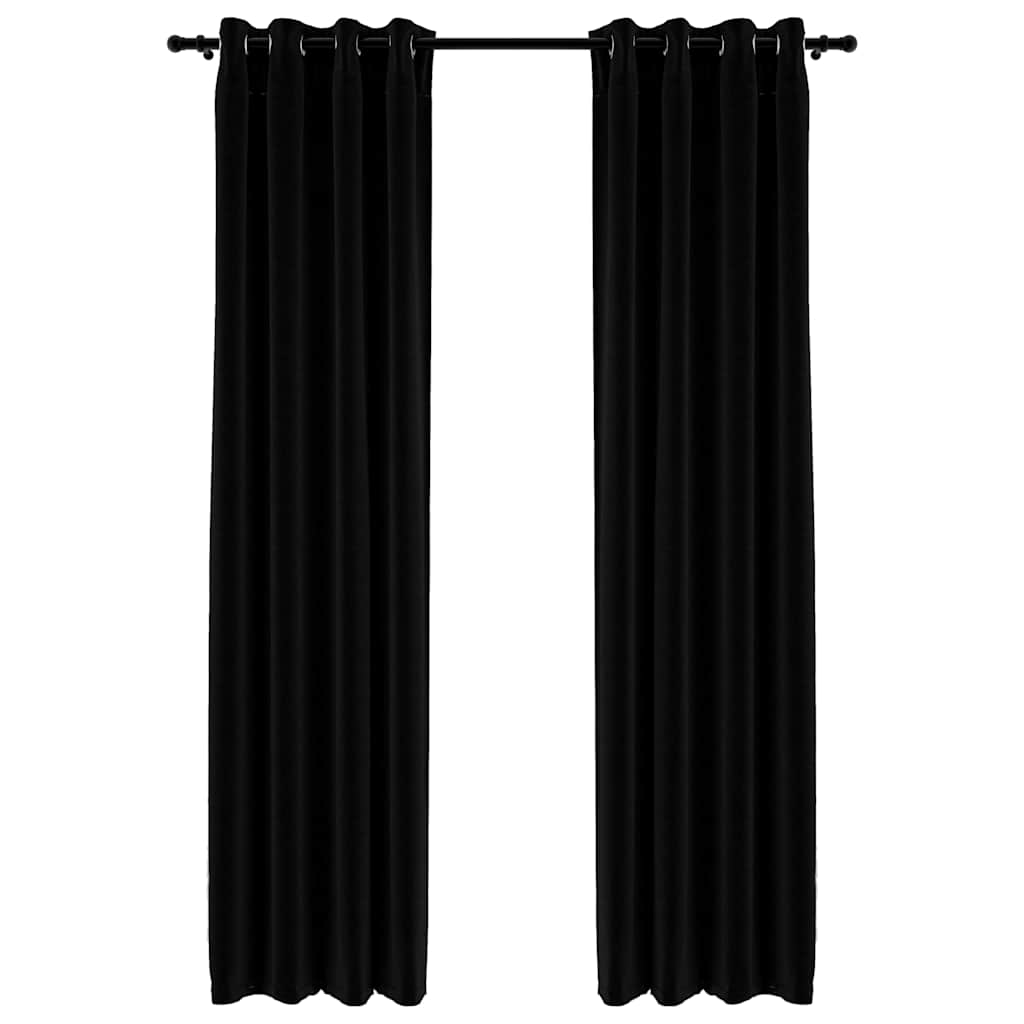 Gordijnen linnen-look verduisterend ogen 2 st 140x225 cm zwart is nu te koop bij PeponiXL, paradijselijk wonen!