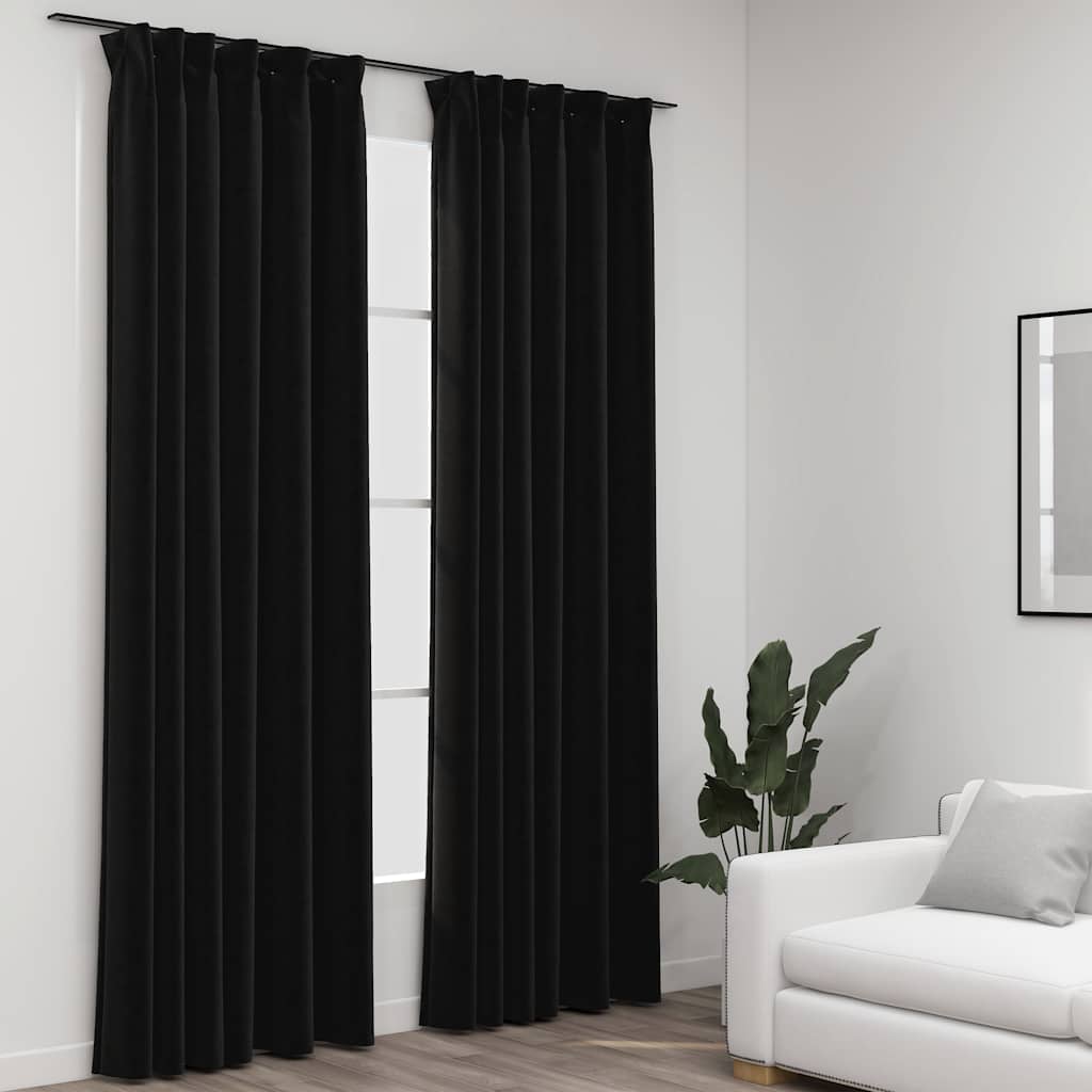 Gordijnen linnen verduisterend haken 2 st 140x225 cm antraciet is nu te koop bij PeponiXL, paradijselijk wonen!