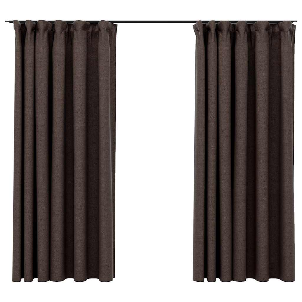 Gordijnen linnen-look verduisterend haken 2 st 140x175 cm taupe is nu te koop bij PeponiXL, paradijselijk wonen!