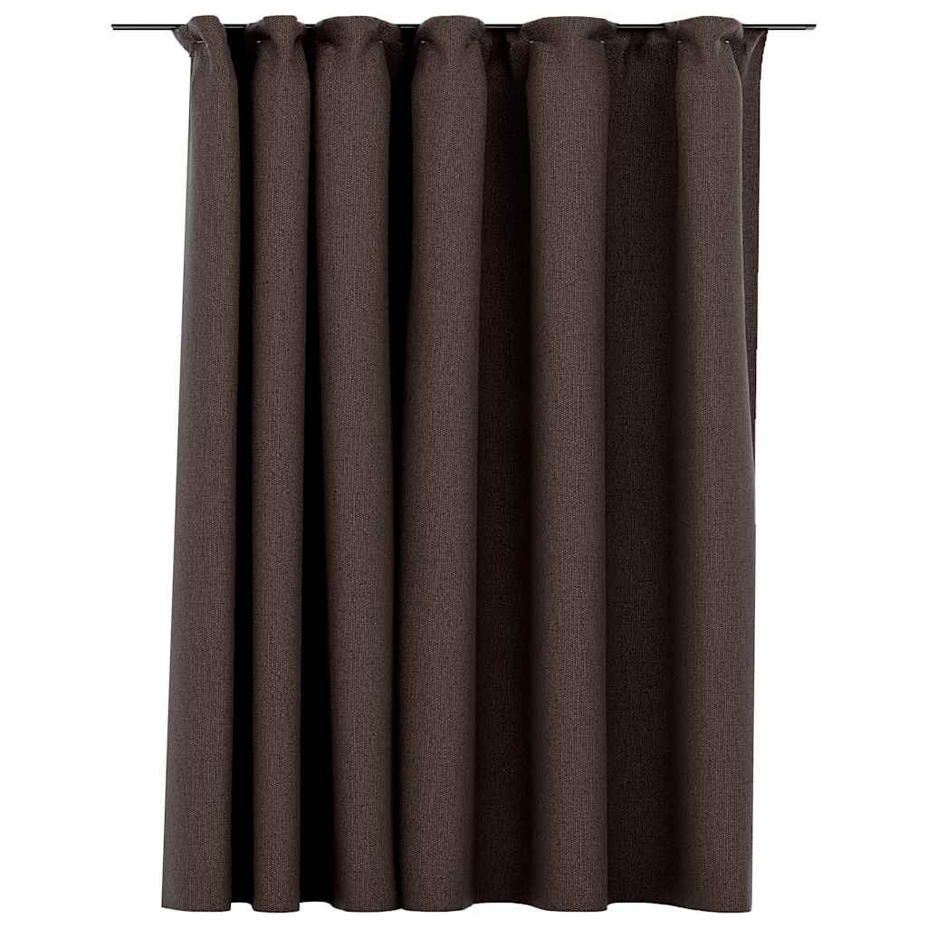 Gordijn linnen-look verduisterend met haken 290x245 cm taupe is nu te koop bij PeponiXL, paradijselijk wonen!