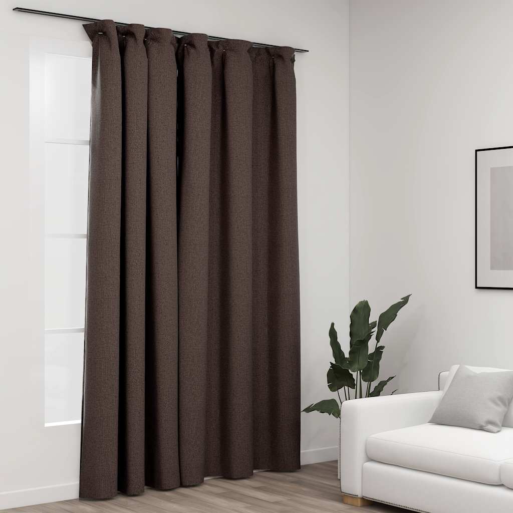 Gordijn linnen-look verduisterend met haken 290x245 cm taupe is nu te koop bij PeponiXL, paradijselijk wonen!