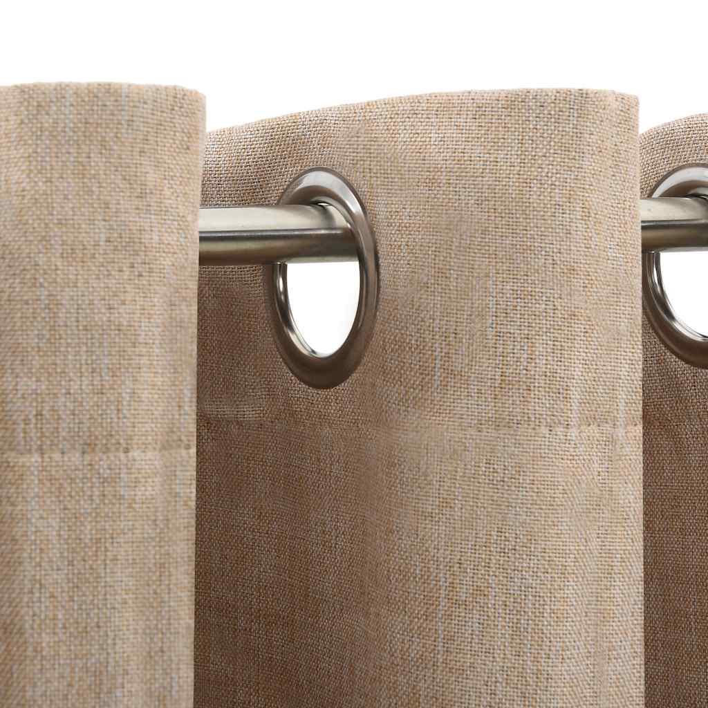 Gordijnen linnen-look verduisterend ogen 2 st 140x175 cm beige is nu te koop bij PeponiXL, paradijselijk wonen!