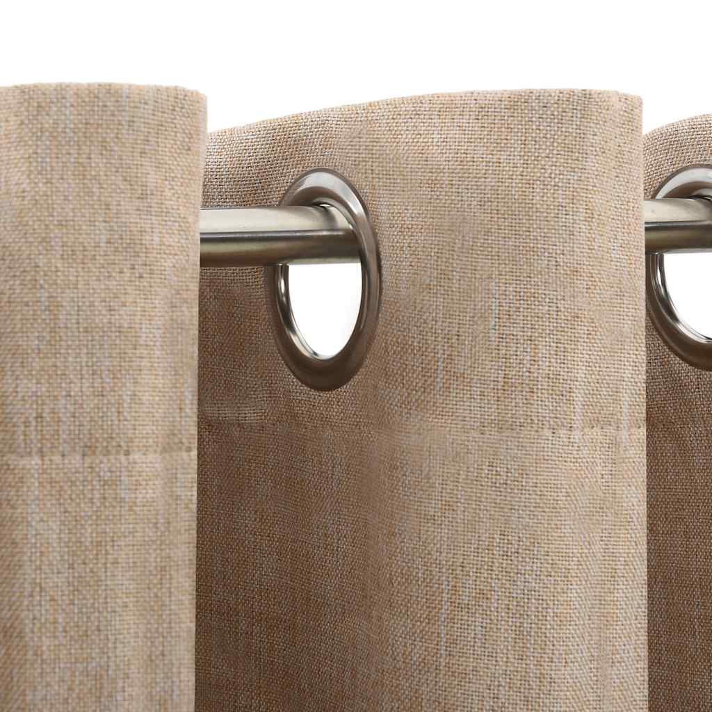 Gordijnen linnen-look verduisterend ogen 2 st 140x225 cm beige is nu te koop bij PeponiXL, paradijselijk wonen!