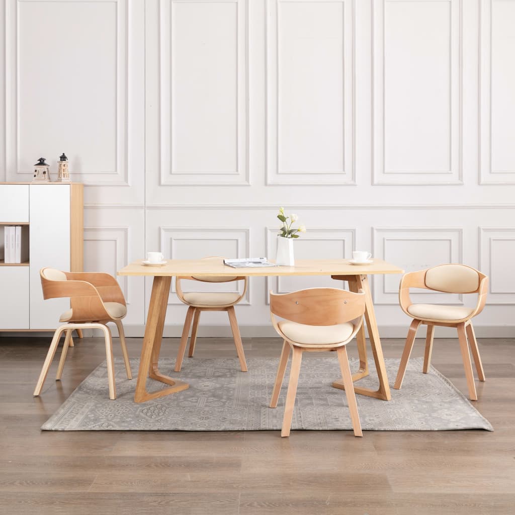 Eetkamerstoelen 4 st gebogen hout en kunstleer is nu te koop bij PeponiXL, paradijselijk wonen!