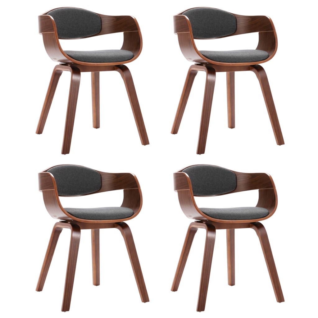 Eetkamerstoelen 4 st gebogen hout en stof grijs is nu te koop bij PeponiXL, paradijselijk wonen!