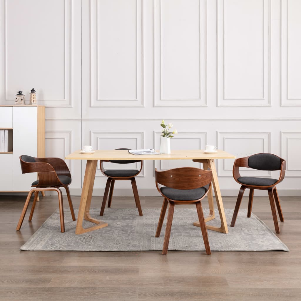 Eetkamerstoelen 4 st gebogen hout en stof grijs is nu te koop bij PeponiXL, paradijselijk wonen!