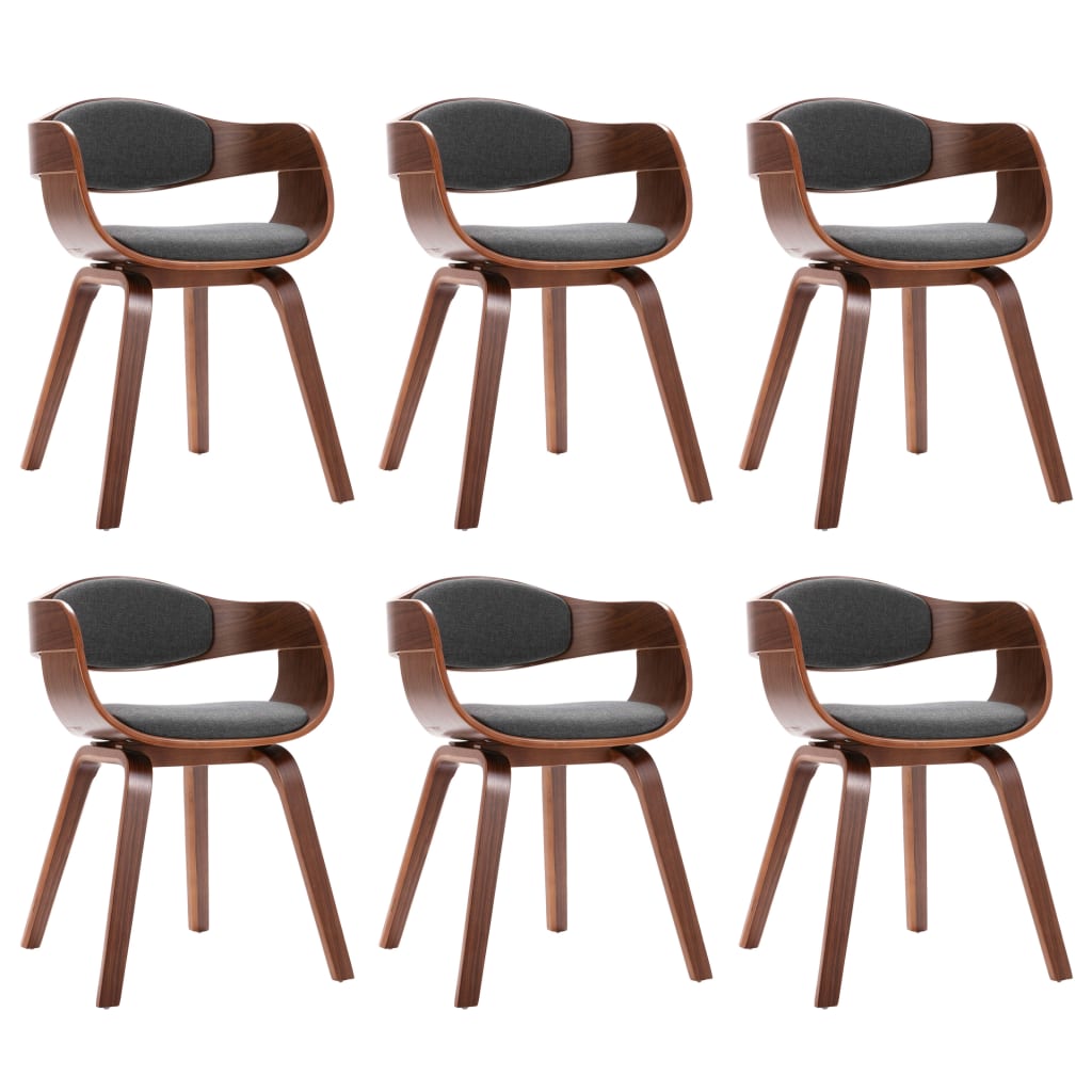Eetkamerstoelen 6 st gebogen hout en stof grijs is nu te koop bij PeponiXL, paradijselijk wonen!