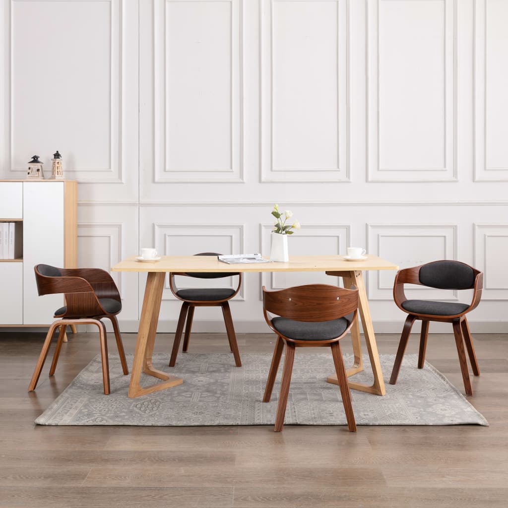 Eetkamerstoelen 6 st gebogen hout en stof grijs is nu te koop bij PeponiXL, paradijselijk wonen!