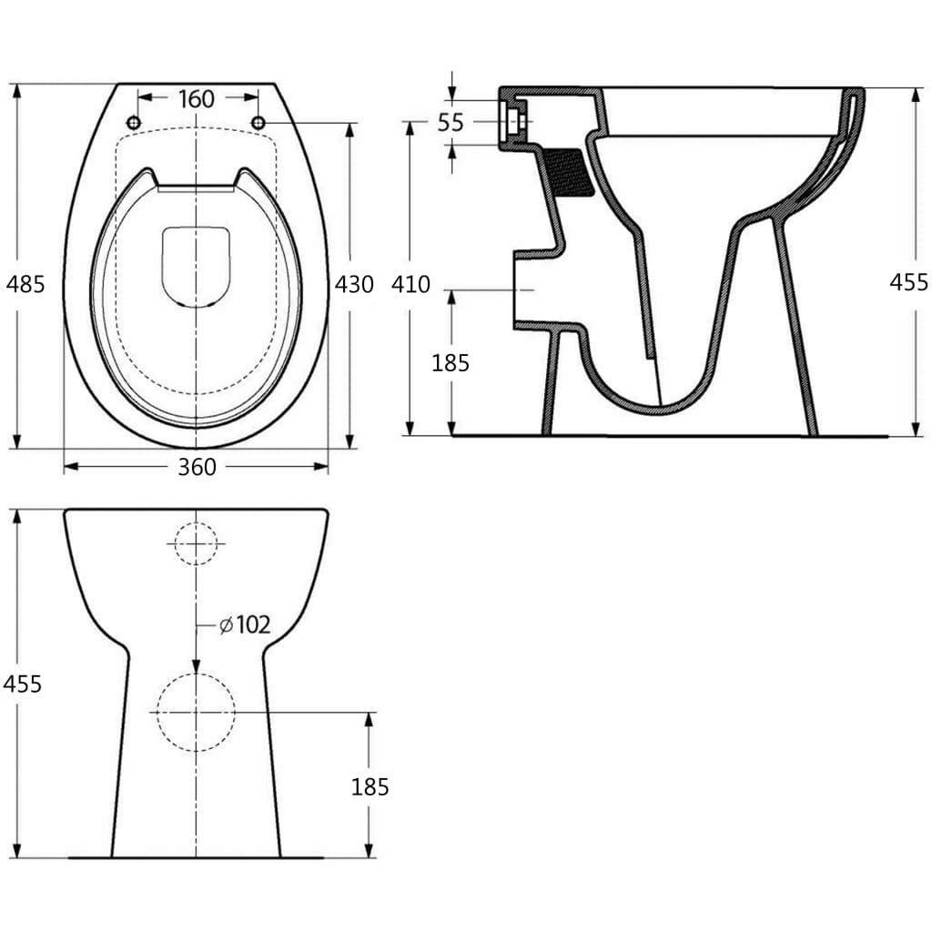 Randloos Toilet 7 cm extra hoogte soft-close keramiek wit is nu te koop bij PeponiXL, paradijselijk wonen!