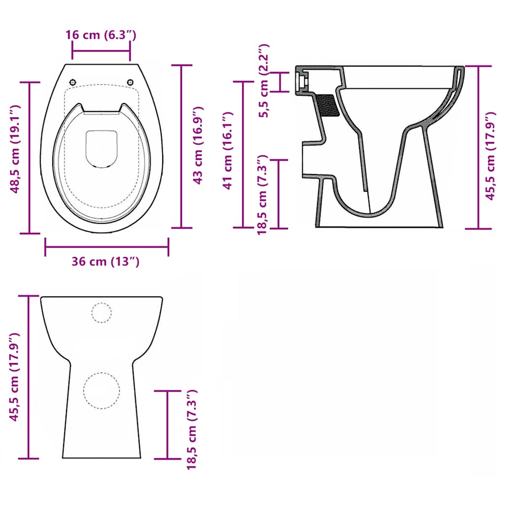 Randloos Toilet 7 cm extra hoogte soft-close keramiek wit is nu te koop bij PeponiXL, paradijselijk wonen!