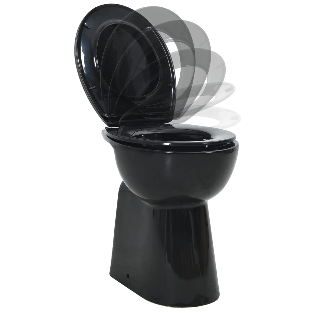 Randloos Toilet 7 cm extra hoogte soft-close keramiek zwart is nu te koop bij PeponiXL, paradijselijk wonen!