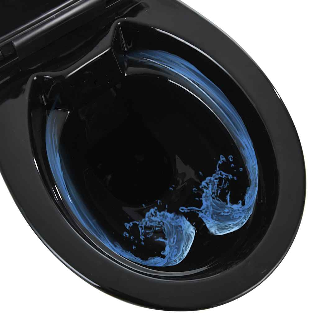Randloos Toilet 7 cm extra hoogte soft-close keramiek zwart is nu te koop bij PeponiXL, paradijselijk wonen!