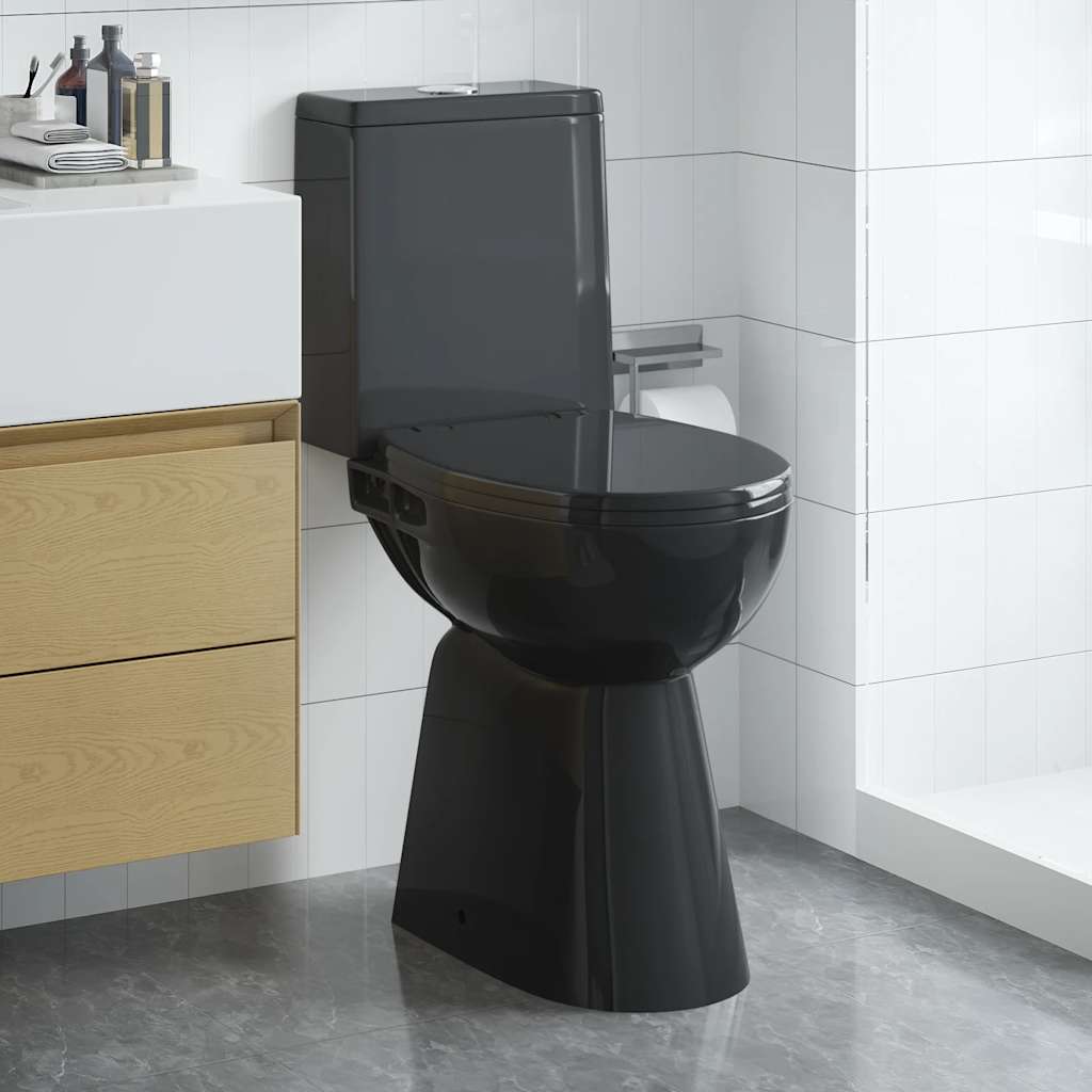 Randloos Toilet 7 cm extra hoogte soft-close keramiek zwart is nu te koop bij PeponiXL, paradijselijk wonen!