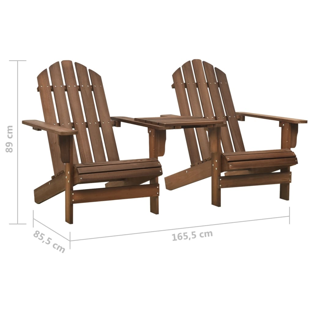 Tuinstoelen Adirondack met tafeltje massief vurenhout bruin is nu te koop bij PeponiXL, paradijselijk wonen!