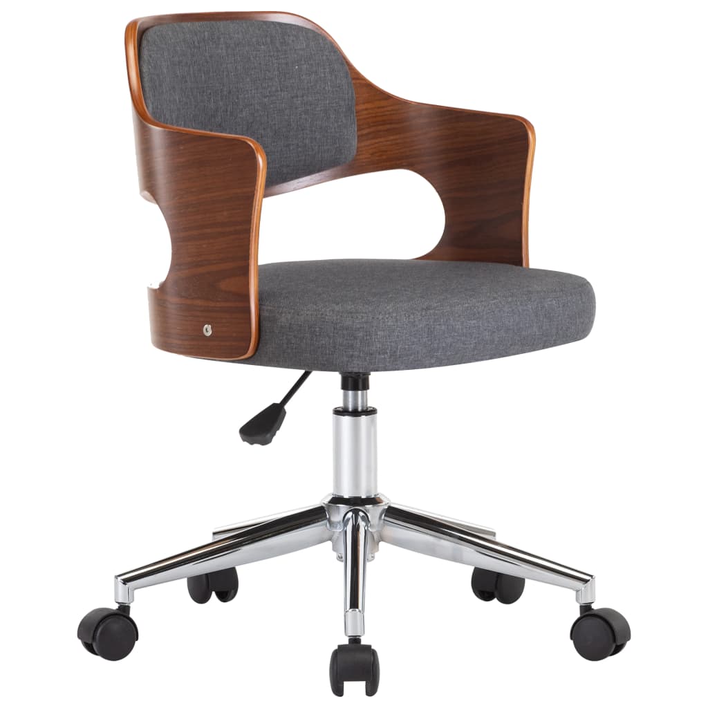 Kantoorstoel draaibaar gebogen hout en stof grijs is nu te koop bij PeponiXL, paradijselijk wonen!