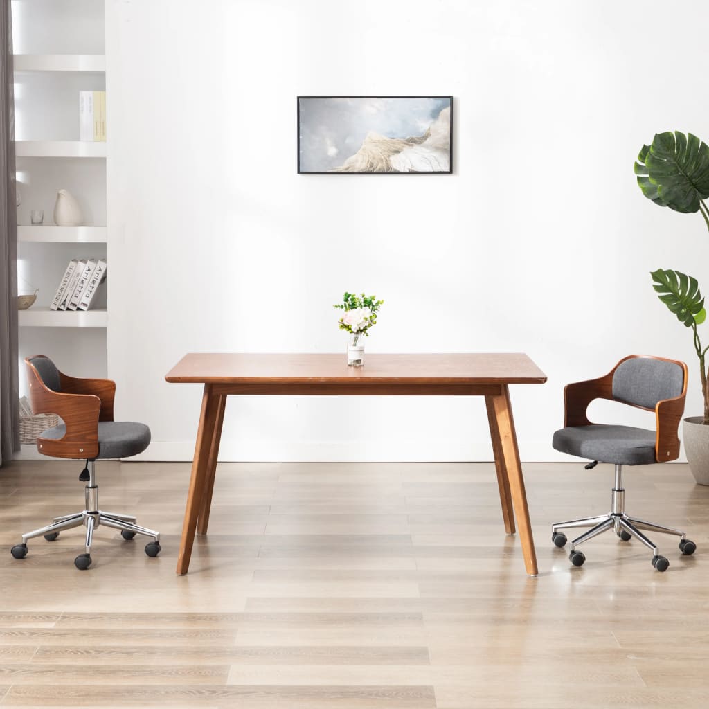 Kantoorstoel draaibaar gebogen hout en stof grijs is nu te koop bij PeponiXL, paradijselijk wonen!