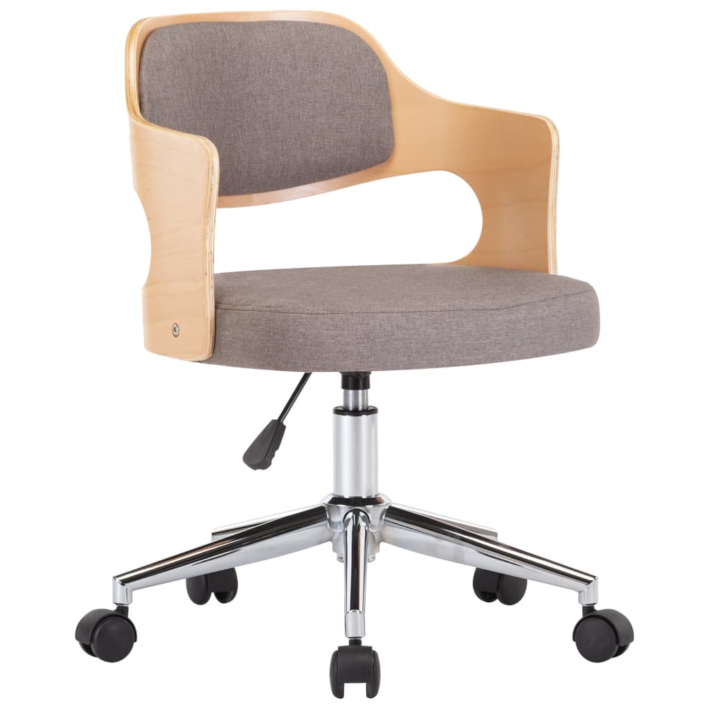 Kantoorstoel draaibaar gebogen hout en stof taupe is nu te koop bij PeponiXL, paradijselijk wonen!