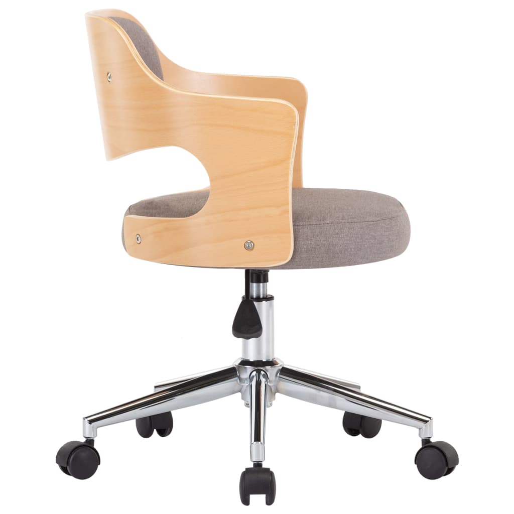 Kantoorstoel draaibaar gebogen hout en stof taupe is nu te koop bij PeponiXL, paradijselijk wonen!