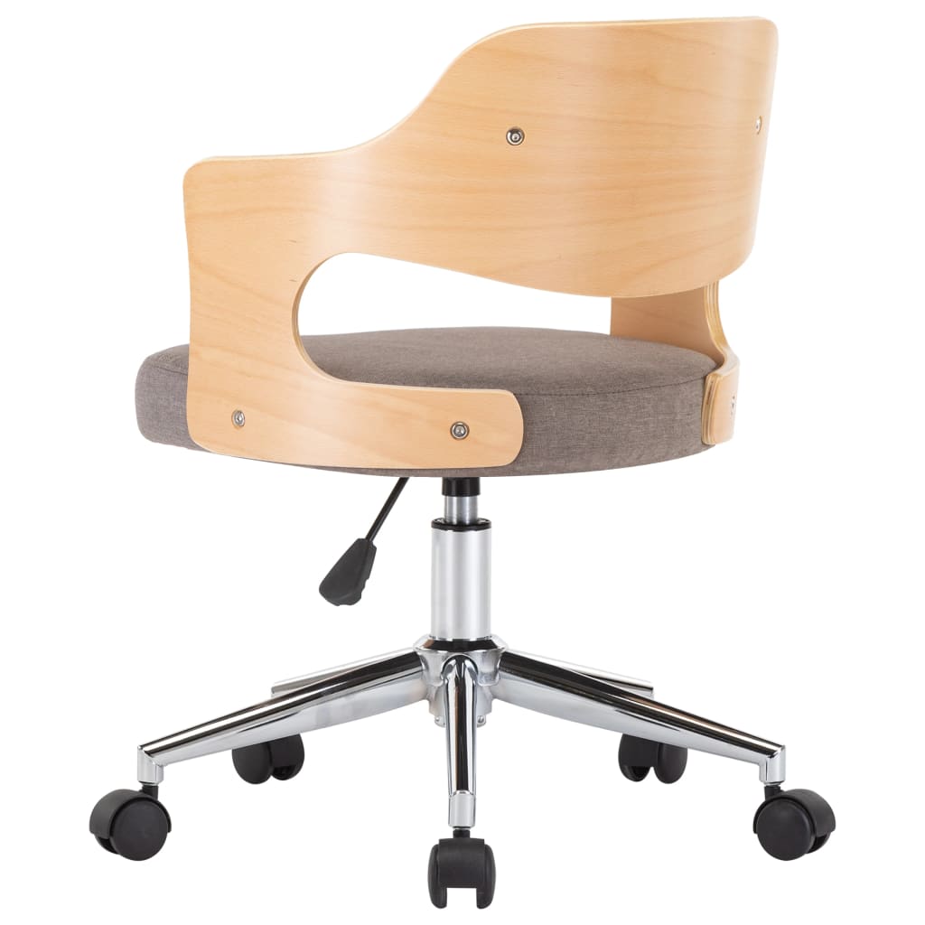 Kantoorstoel draaibaar gebogen hout en stof taupe is nu te koop bij PeponiXL, paradijselijk wonen!