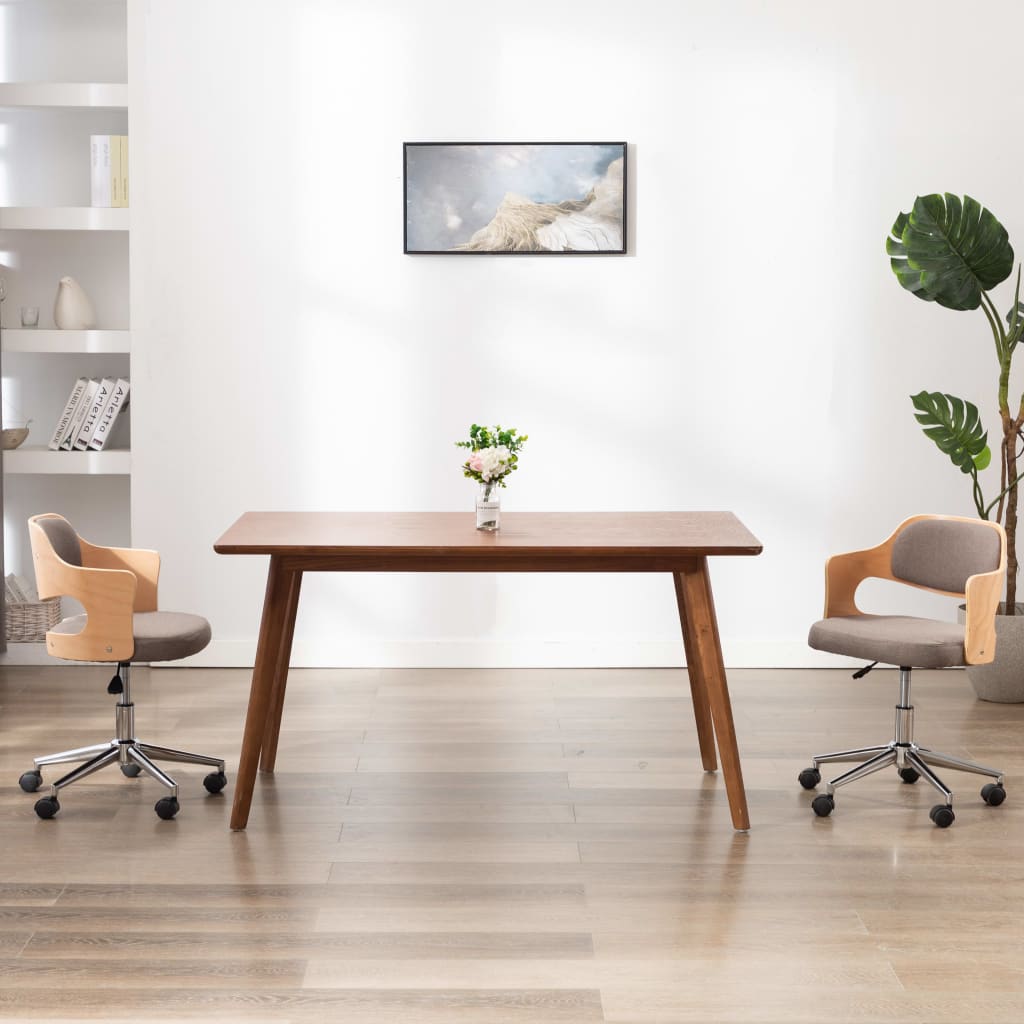 Kantoorstoel draaibaar gebogen hout en stof taupe is nu te koop bij PeponiXL, paradijselijk wonen!