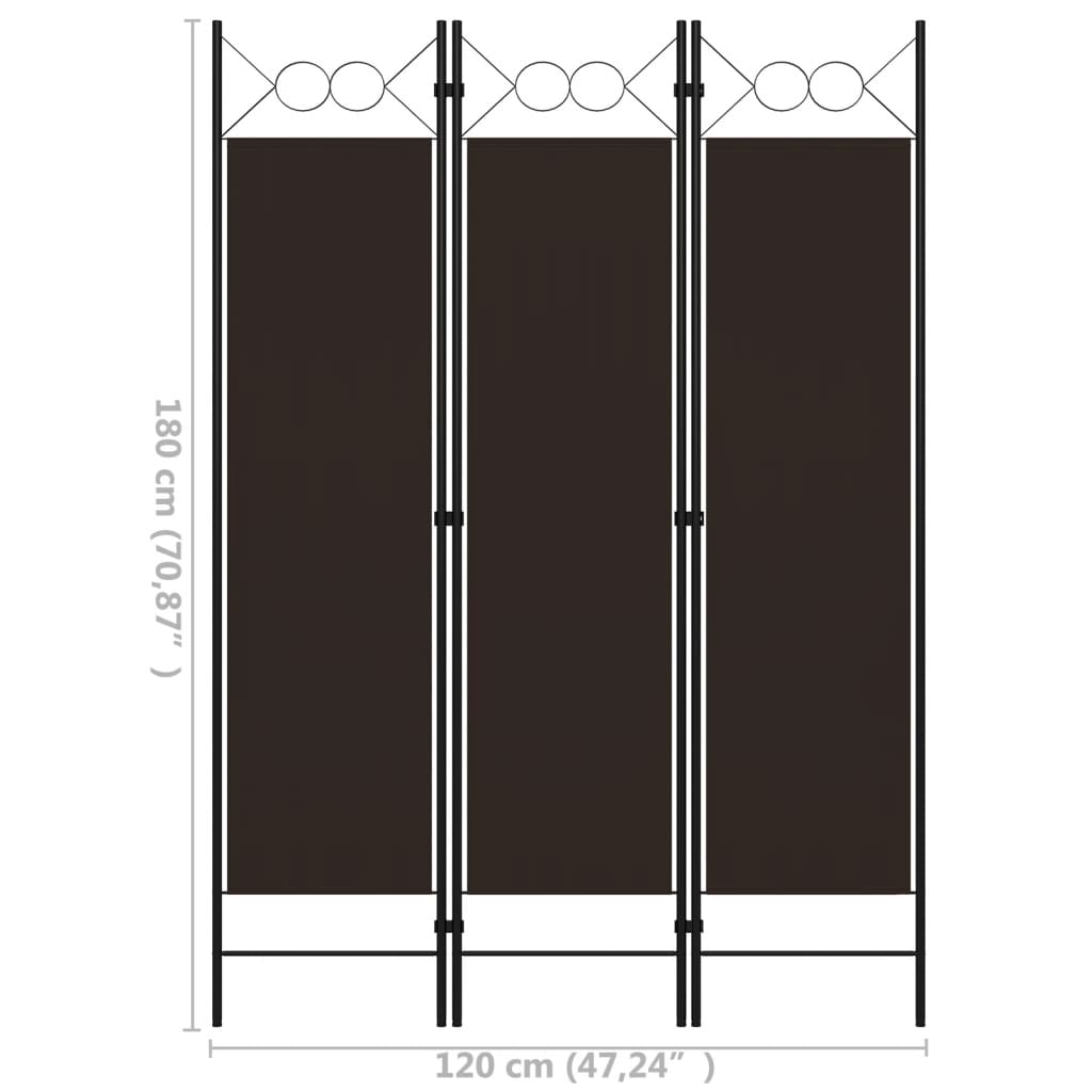 Kamerscherm met 3 panelen 120x180 cm bruin is nu te koop bij PeponiXL, paradijselijk wonen!