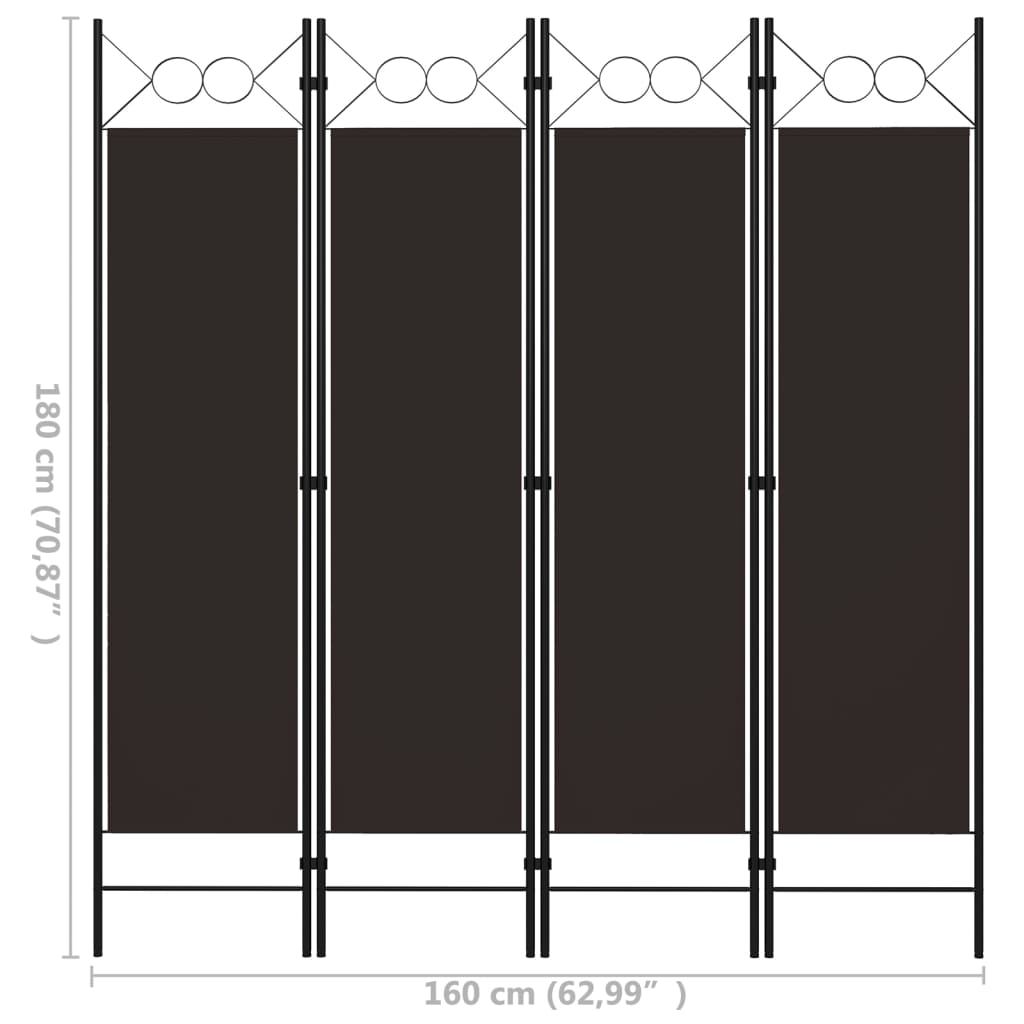 Kamerscherm met 4 panelen 160x180 cm bruin is nu te koop bij PeponiXL, paradijselijk wonen!