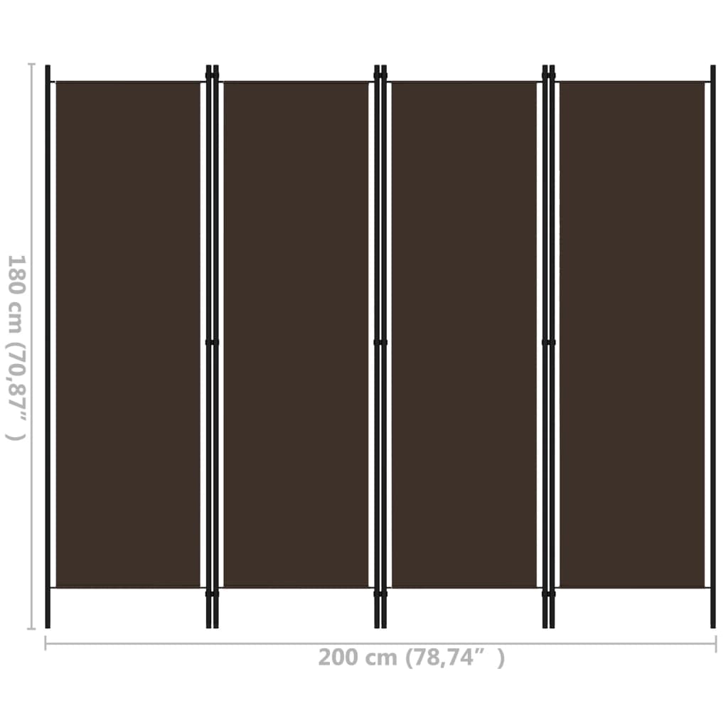 Kamerscherm met 4 panelen 200x180 cm bruin is nu te koop bij PeponiXL, paradijselijk wonen!