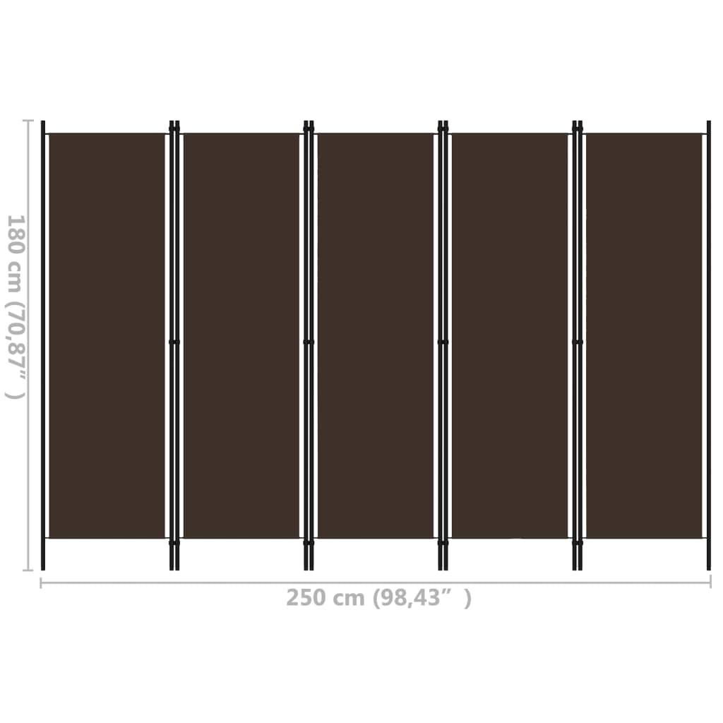 Kamerscherm met 5 panelen 250x180 cm bruin is nu te koop bij PeponiXL, paradijselijk wonen!