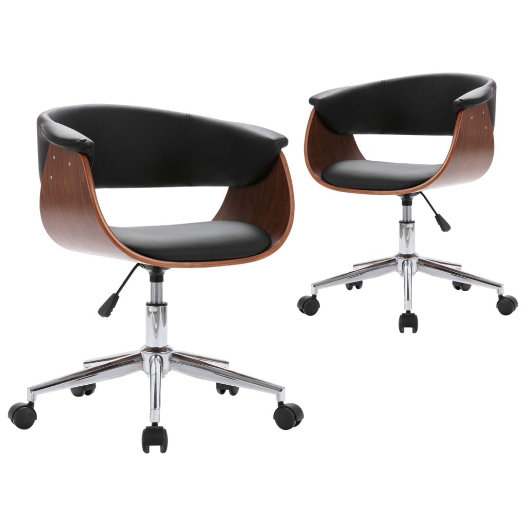 Eetkamerstoelen draaibaar 2 st kunstleer zwart is nu te koop bij PeponiXL, paradijselijk wonen!