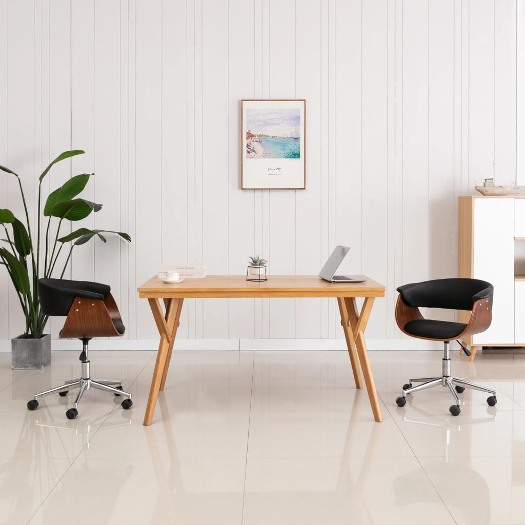 Eetkamerstoelen draaibaar 2 st kunstleer zwart is nu te koop bij PeponiXL, paradijselijk wonen!