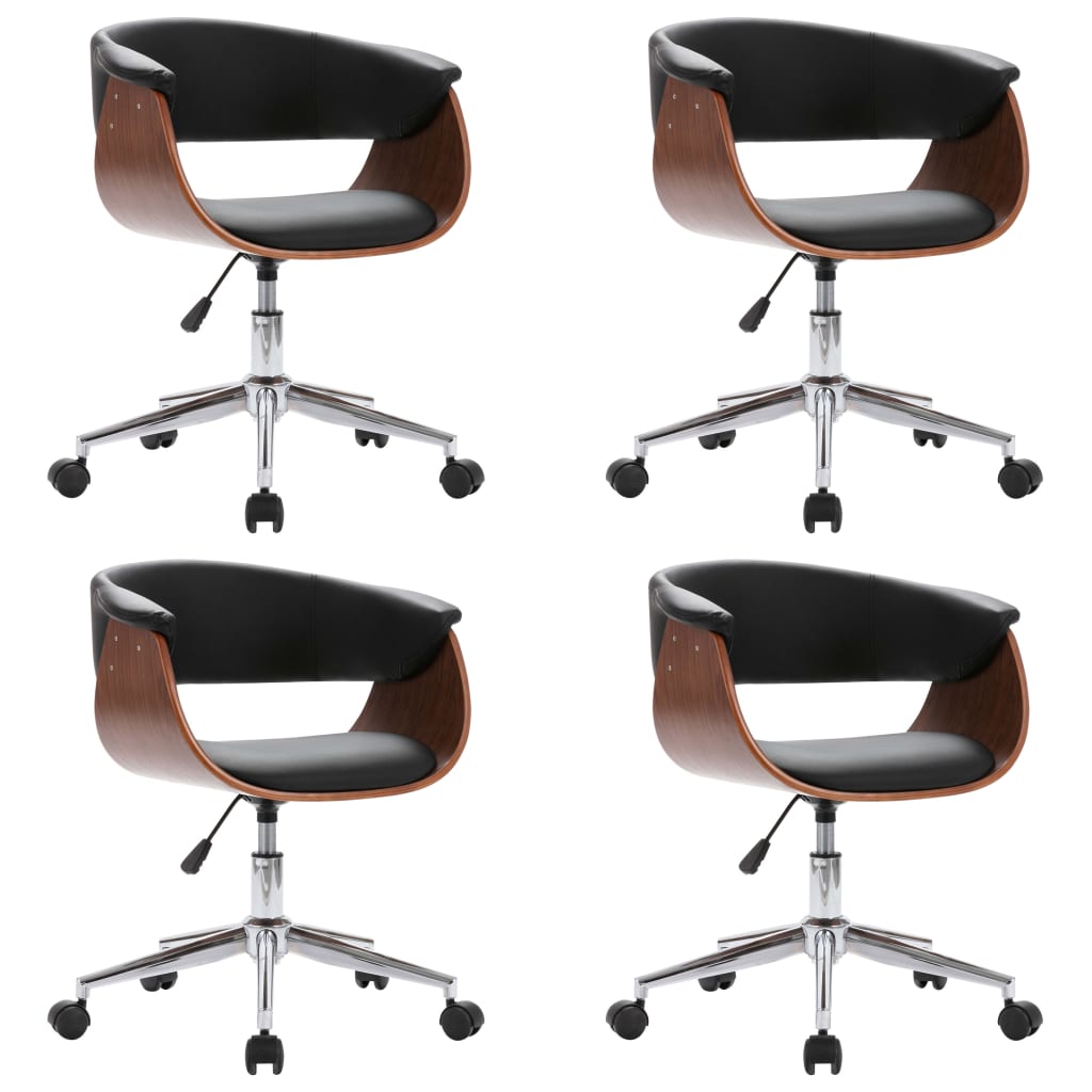 Eetkamerstoelen draaibaar 4 st kunstleer zwart is nu te koop bij PeponiXL, paradijselijk wonen!