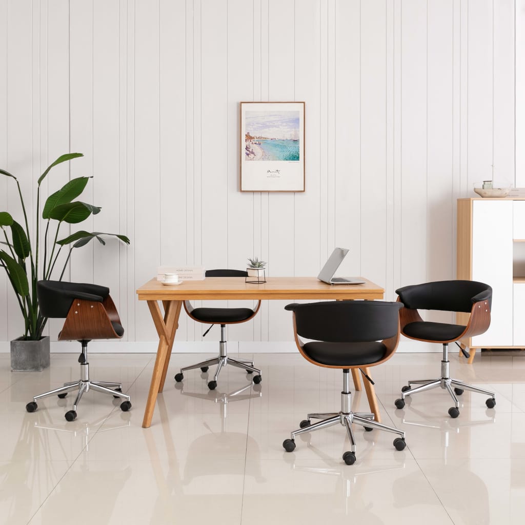 Eetkamerstoelen draaibaar 4 st kunstleer zwart is nu te koop bij PeponiXL, paradijselijk wonen!