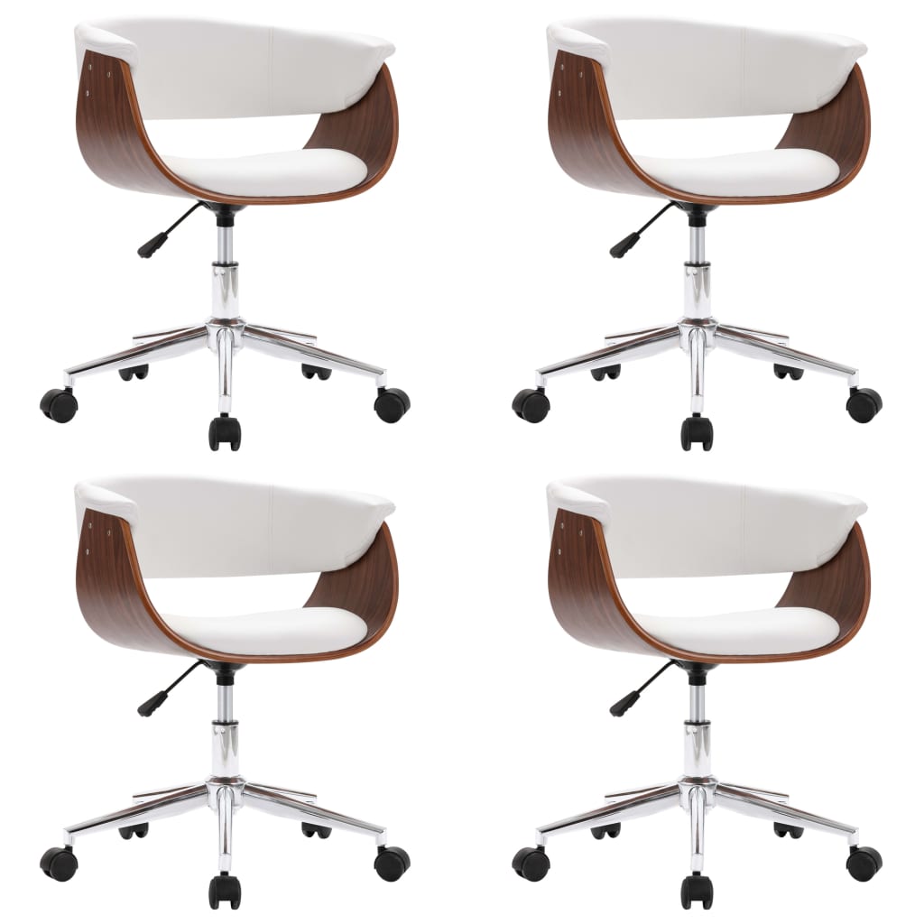 Eetkamerstoelen draaibaar 4 st kunstleer wit is nu te koop bij PeponiXL, paradijselijk wonen!