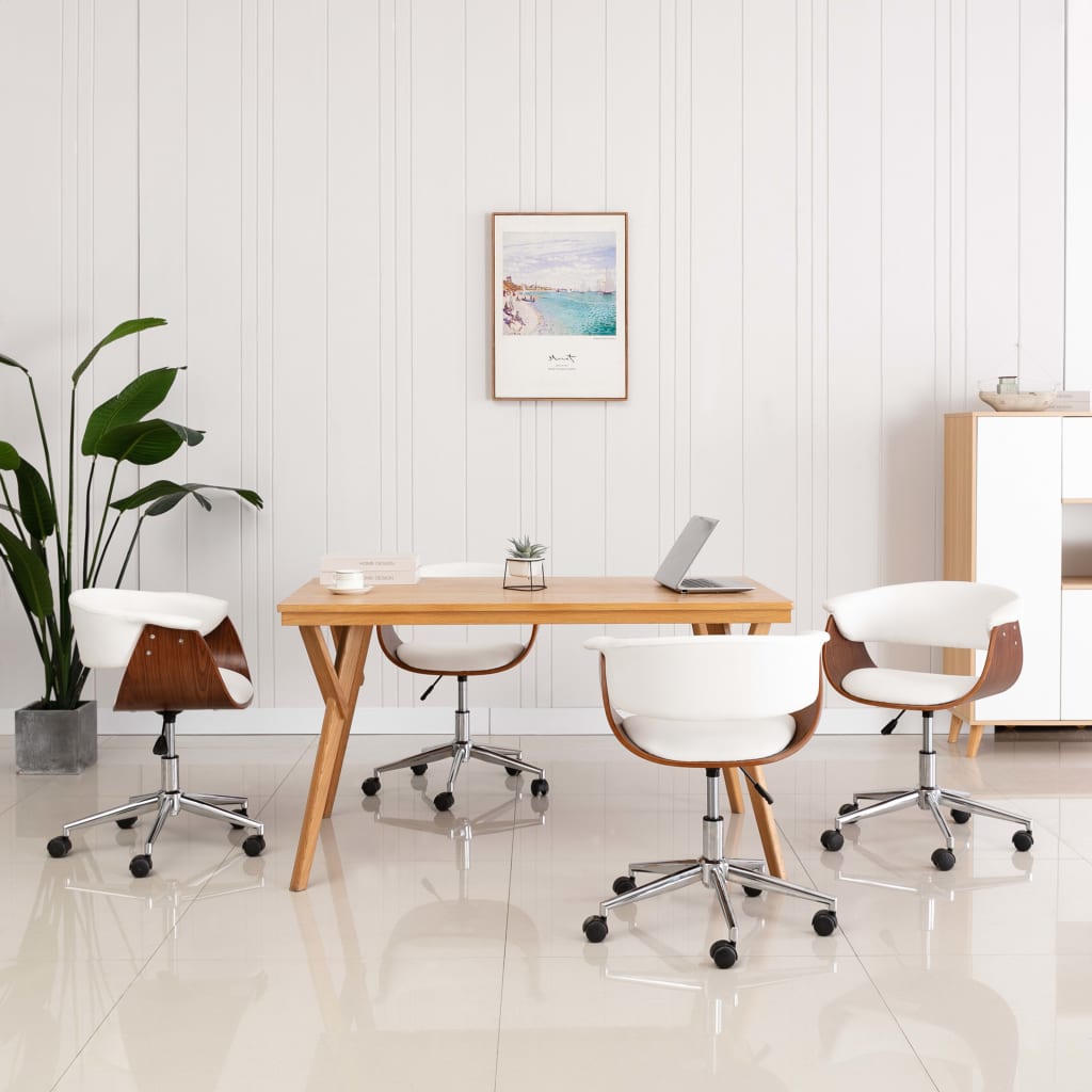 Eetkamerstoelen draaibaar 4 st kunstleer wit is nu te koop bij PeponiXL, paradijselijk wonen!